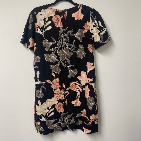 Original Nicole Miller Linen Blend Black Floral Dress - Picture 4 of 7